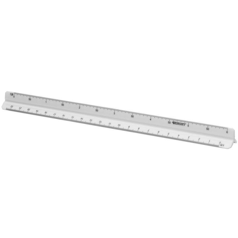 WESTCOTT règle triangulaire plastique, blanc, 300 mm